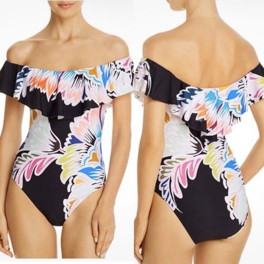 Trina Turk Seychelles Off The Shoulder One-Piece Swimsuit NWT size 18